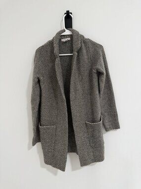 Sincerely Jules Herringbone Open Front Sweater Coat Coatigan XS